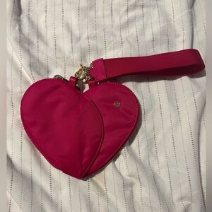 Lululemon Heart-Shaped Pink Wristlet